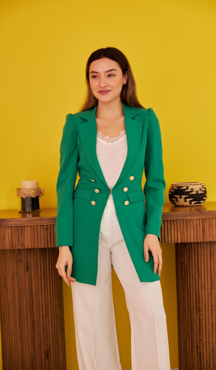 Blazer Düğmeli Ceket - Yeşil