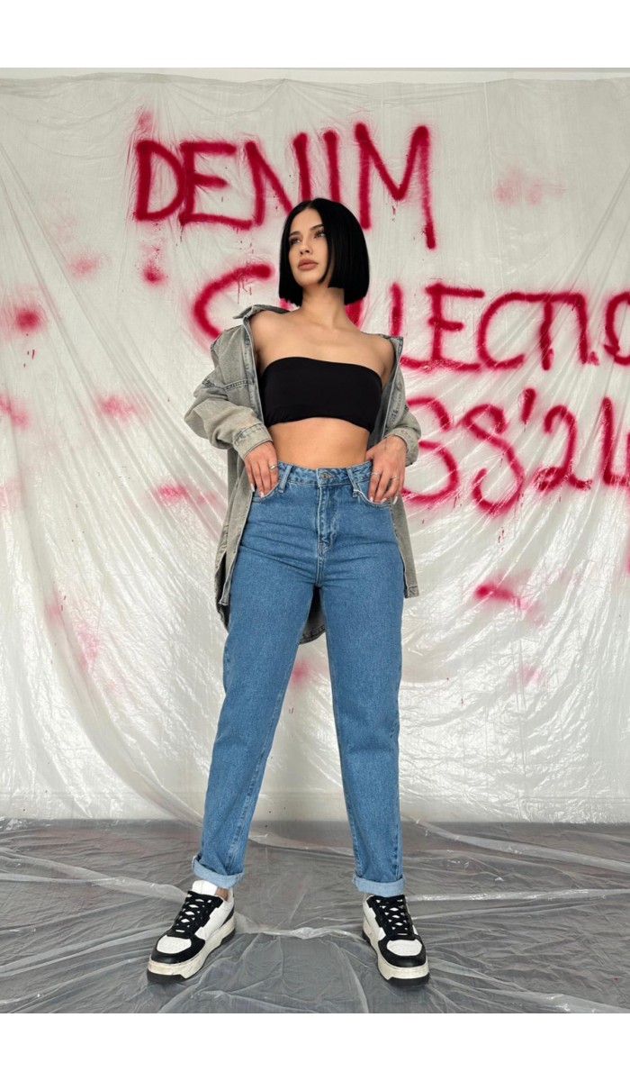 Boru Paça Jeans Pantolon - Mavi Boru Paça Jeans Pantolon - Mavi