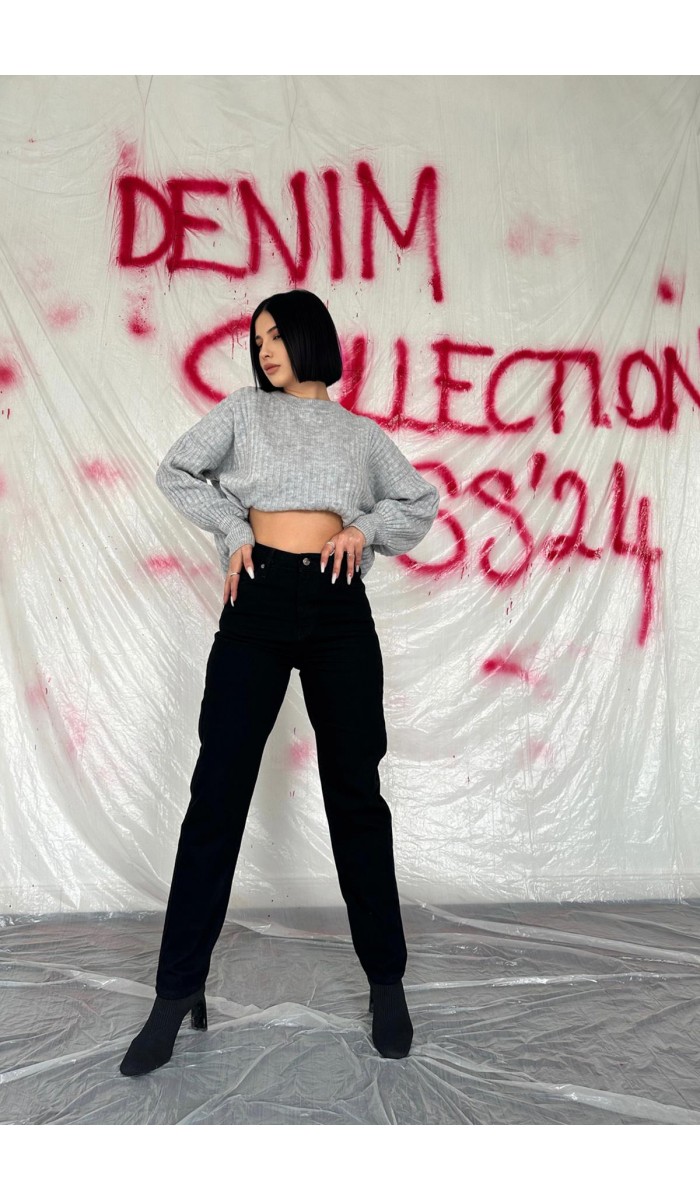 Boru Paça Jeans Pantolon - Siyah Boru Paça Jeans Pantolon - Siyah