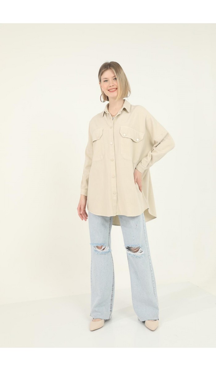 Cepli Gömlek - Bej