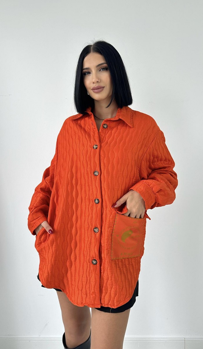 Cepli Kapitone Gömlek - Oranj