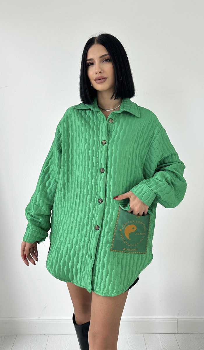 Cepli Kapitone Gömlek - Yeşil
