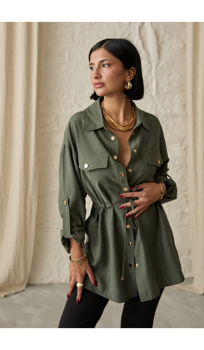 Çıtçıtlı Tünelli Gömlek - Haki