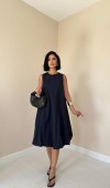Comfort Balon Elbise - Lacivert ELBİSE