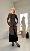 Crop'lu Akrilik Elbise - Siyah ELBİSE