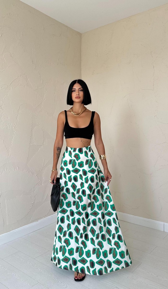 Desenli Etek - Yeşil Desenli Etek - Yeşil