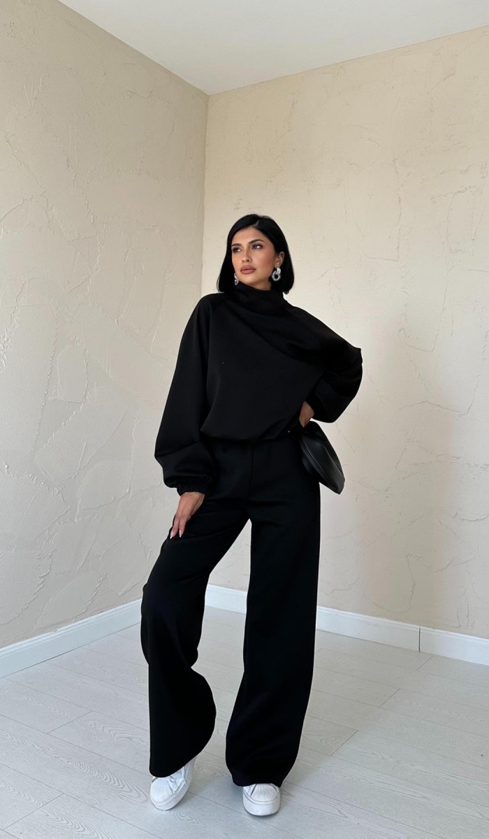 Dik Yaka Eşofman Takım - Siyah