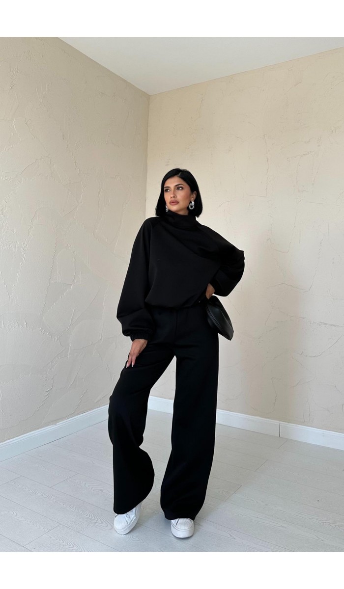 Dik Yaka Eşofman Takım - Siyah