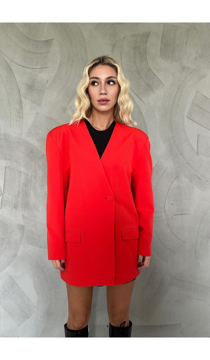 Eteği Lastikli Ceket - Koral Eteği Lastikli Ceket - Koral