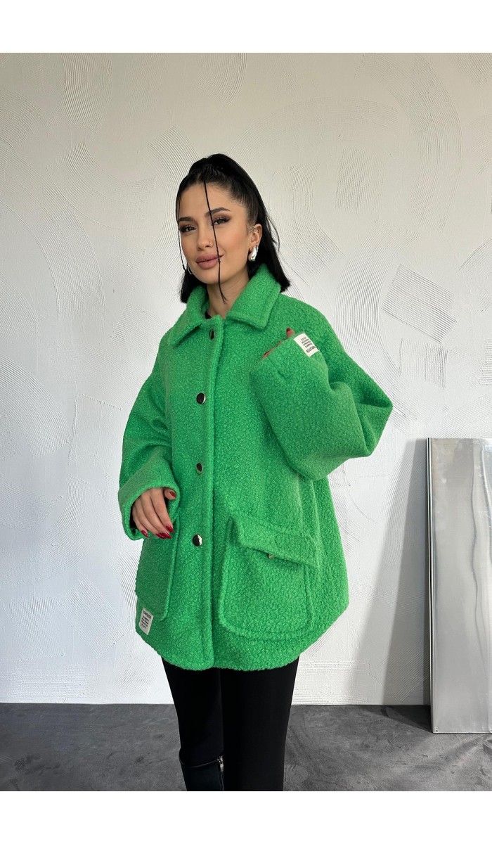 Etiketli Pile Detaylı Ceket - Yeşil Etiketli Pile Detaylı Ceket - Yeşil