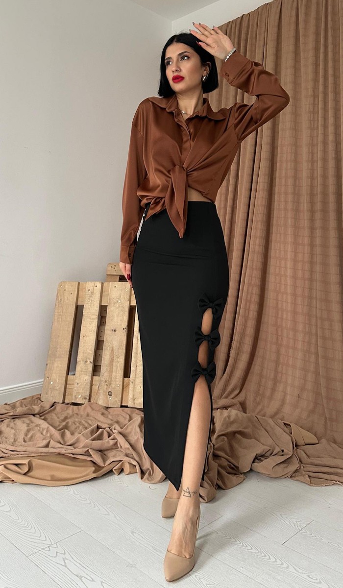 Fiyonk Detaylı Etek - Siyah Fiyonk Detaylı Etek - Siyah