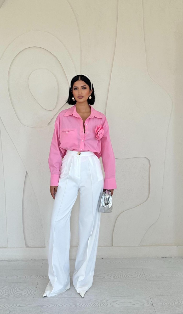 Fleto Cepli Poplin Gömlek - Pembe