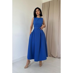 Halter Yaka Kloş Elbise - Saks