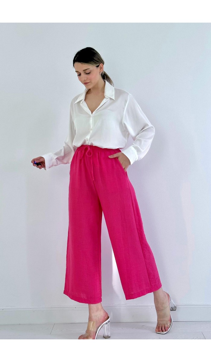 Keten Pantolon - Fuşya