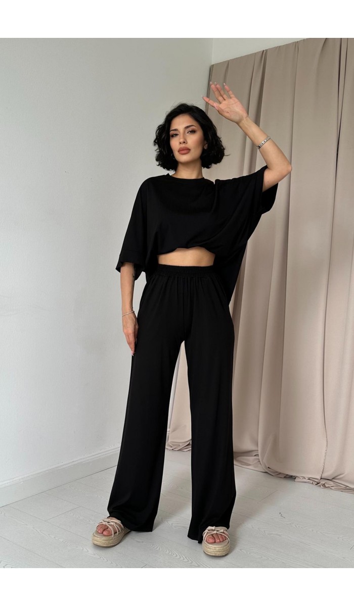 Modal Bluz Ve Pantolon Takım - Siyah