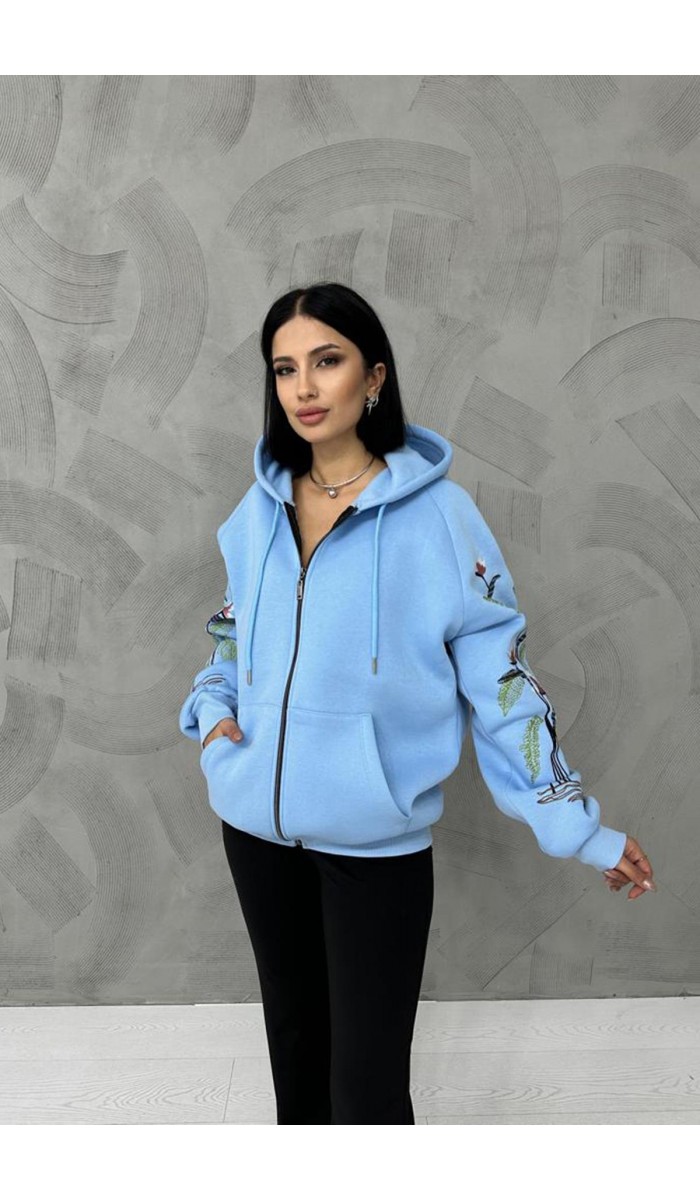 Nakışlı Sweatshirt - Mavi