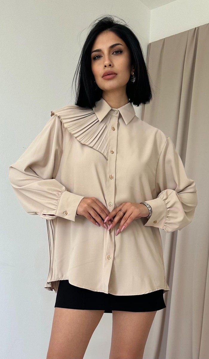 Pilise Detaylı Jesica Gömlek - Bej