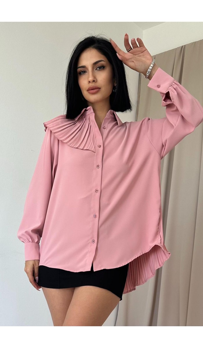 Pilise Detaylı Jesica Gömlek - Pudra
