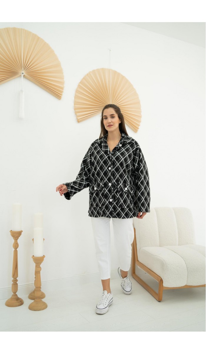 Polar Baklava Ekose Ceket - Siyah