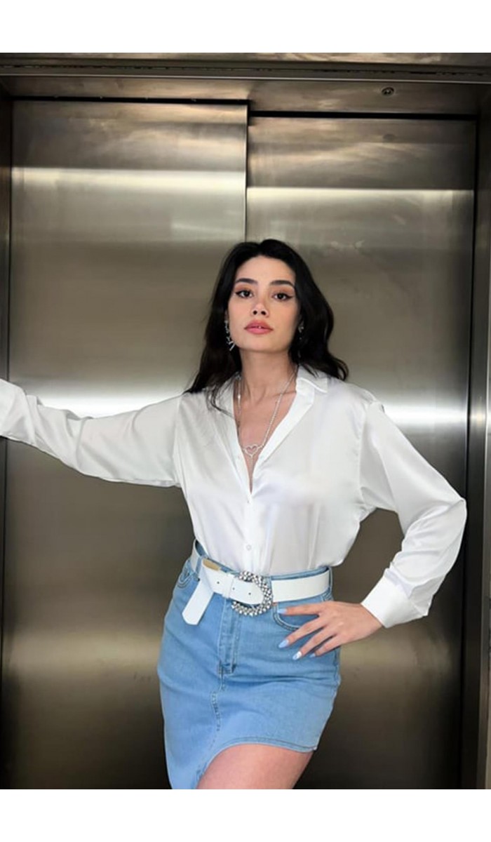 Saten Gömlek - Beyaz
