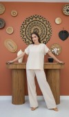 T-Shirt Ve Pantolon Takım - Ekru TAKIM