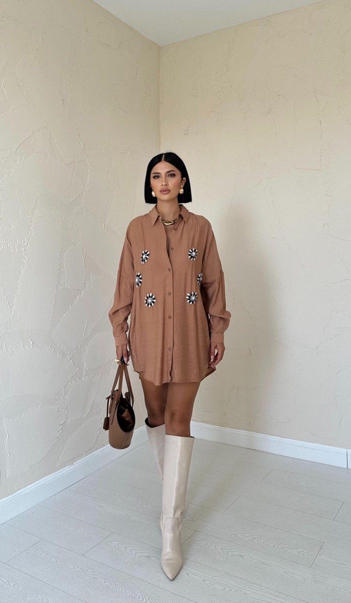 Taşlı Gömlek - Kamel