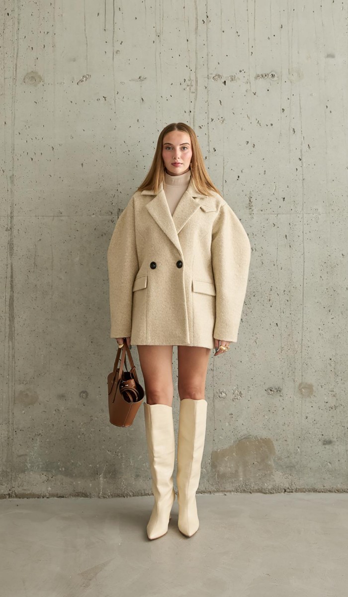 İki Düğmeli Manto - Bej