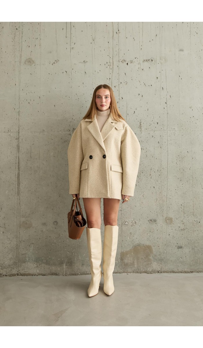 İki Düğmeli Manto - Bej